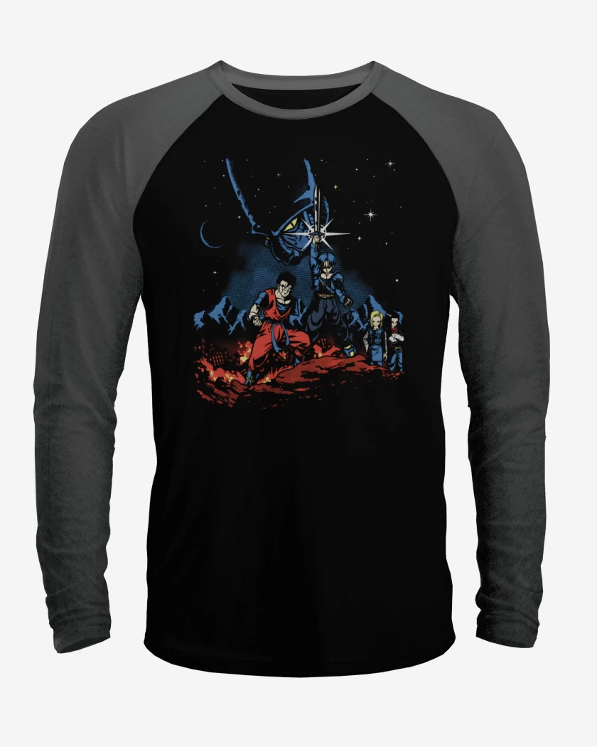 Polera Raglan Negro / Negro Heather de Dragon Ball Z Cell saga