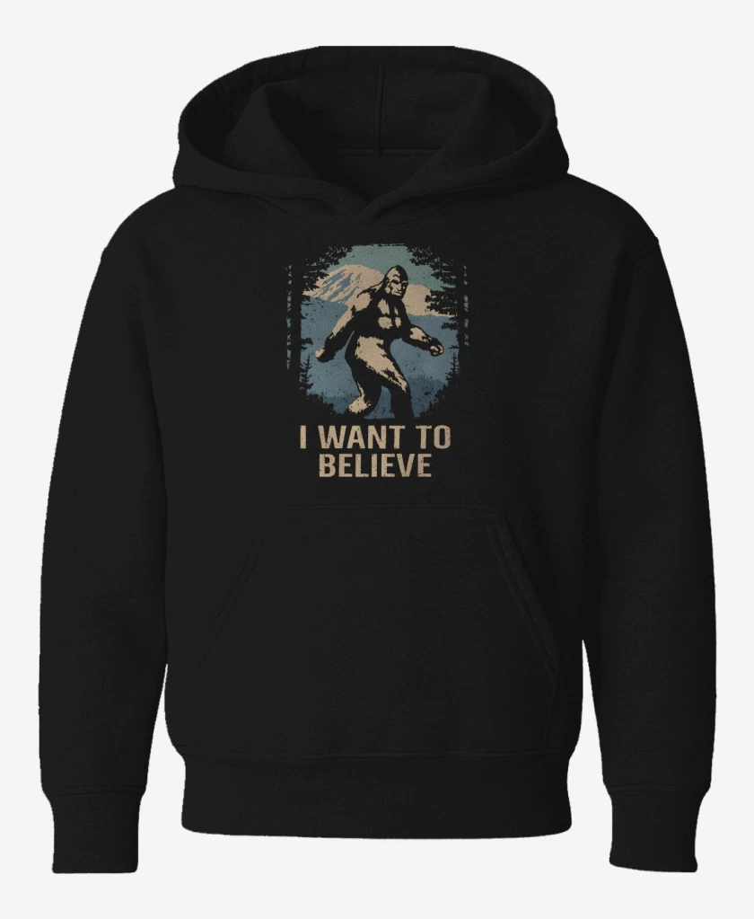 Poleron de niño Negro de I want to believe in bigfoot