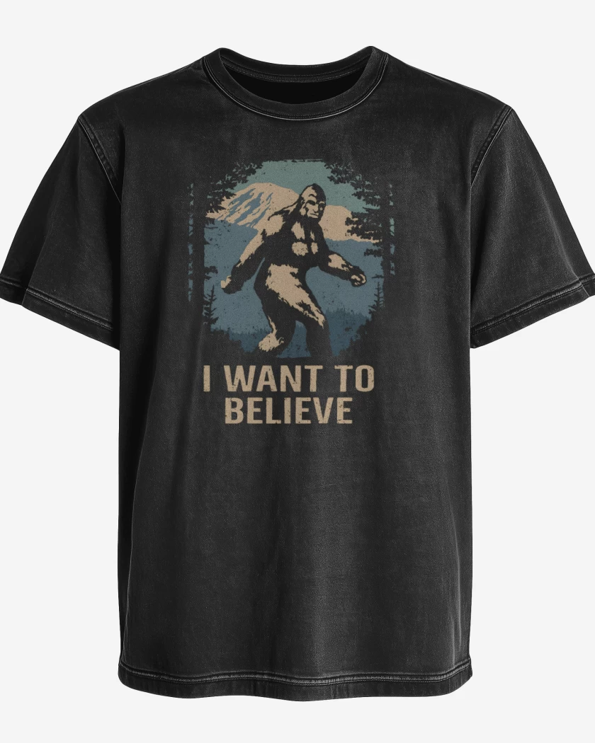 Polera desgastada I want to believe in bigfoot