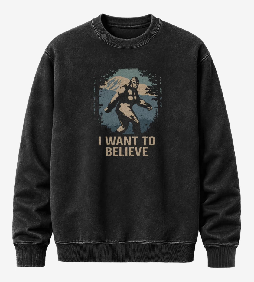 Poleron Polo Acid Wash Negro de I want to believe in bigfoot