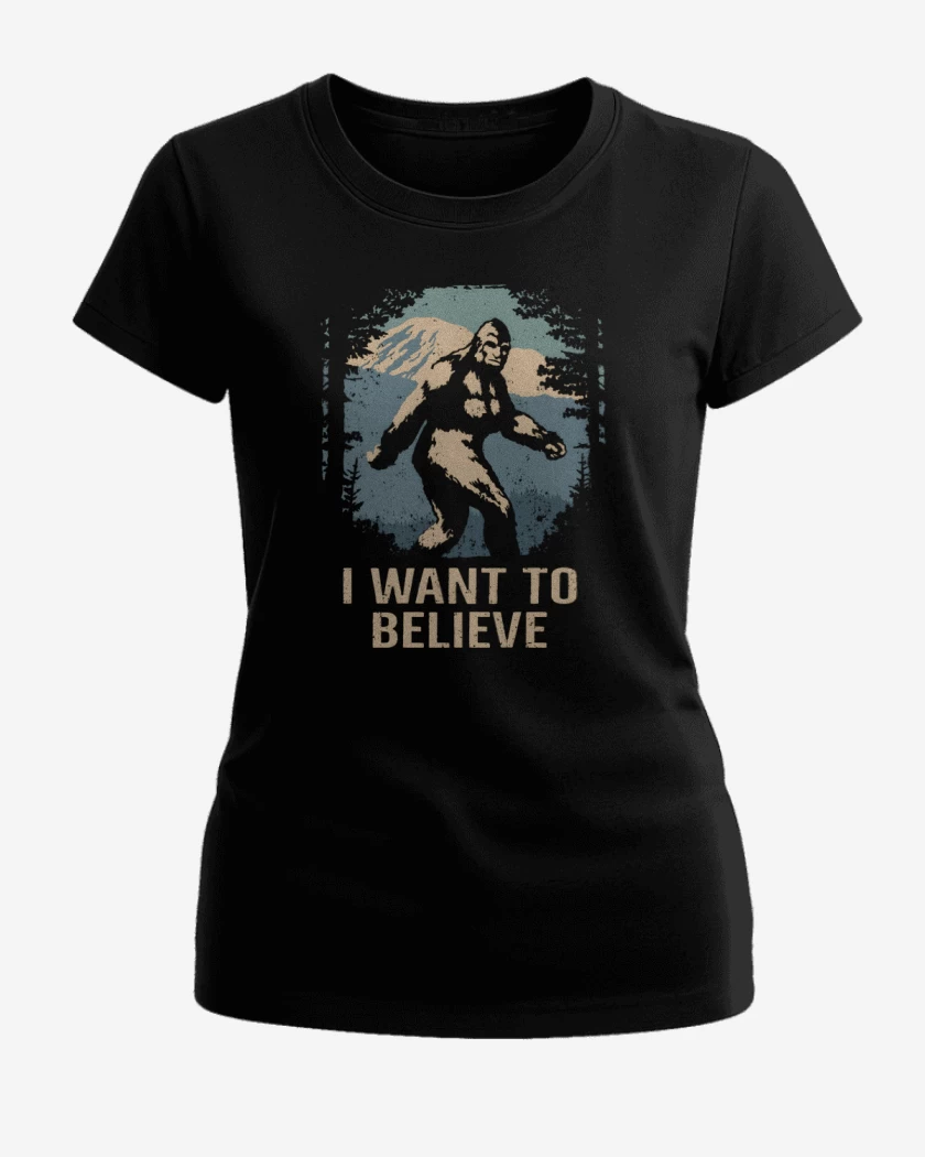 Polera de Mujer Negro de I want to believe in bigfoot