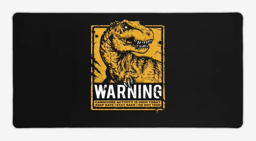 Mouse pad Gamer Negro de Cuidado con el dinosaurio