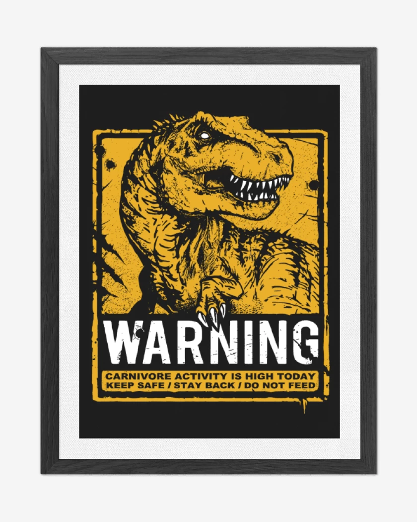 Cuadro decorativo Negro de Cuidado con el dinosaurio