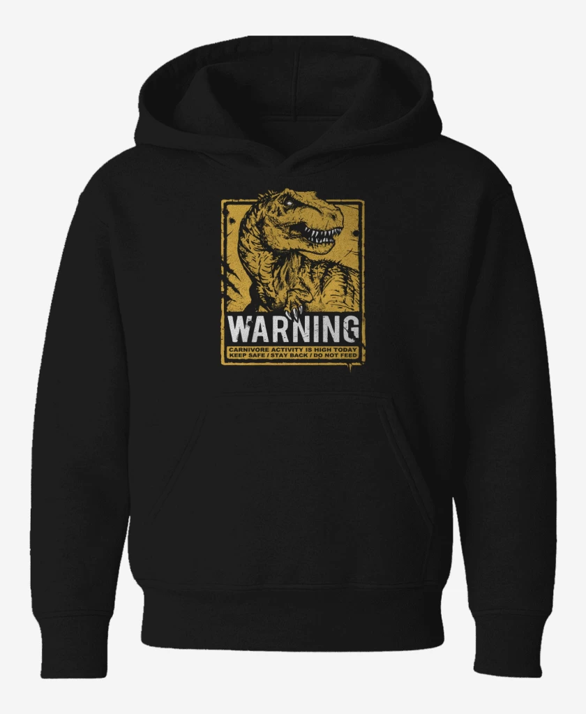 Poleron de niño Negro de Cuidado con el dinosaurio