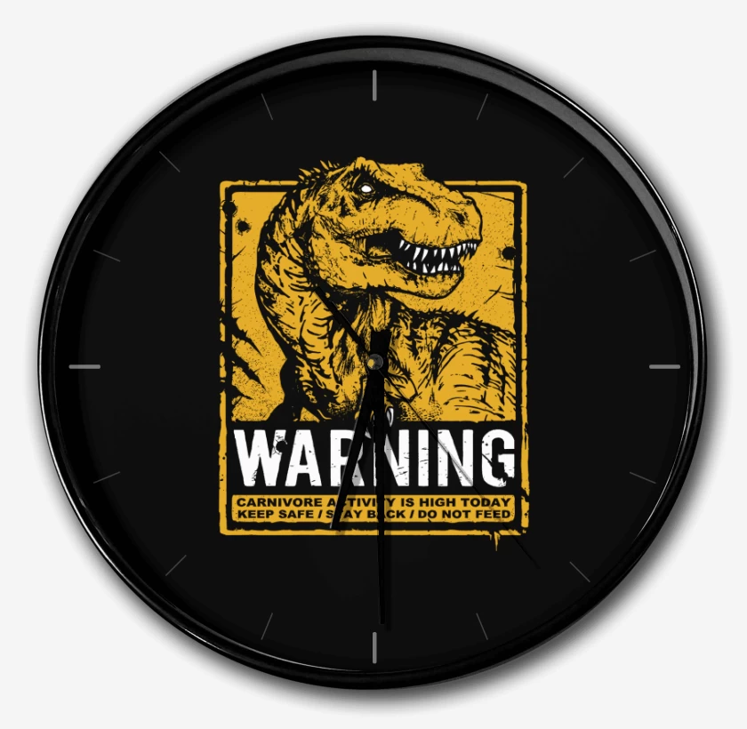 Reloj Negro de Cuidado con el dinosaurio
