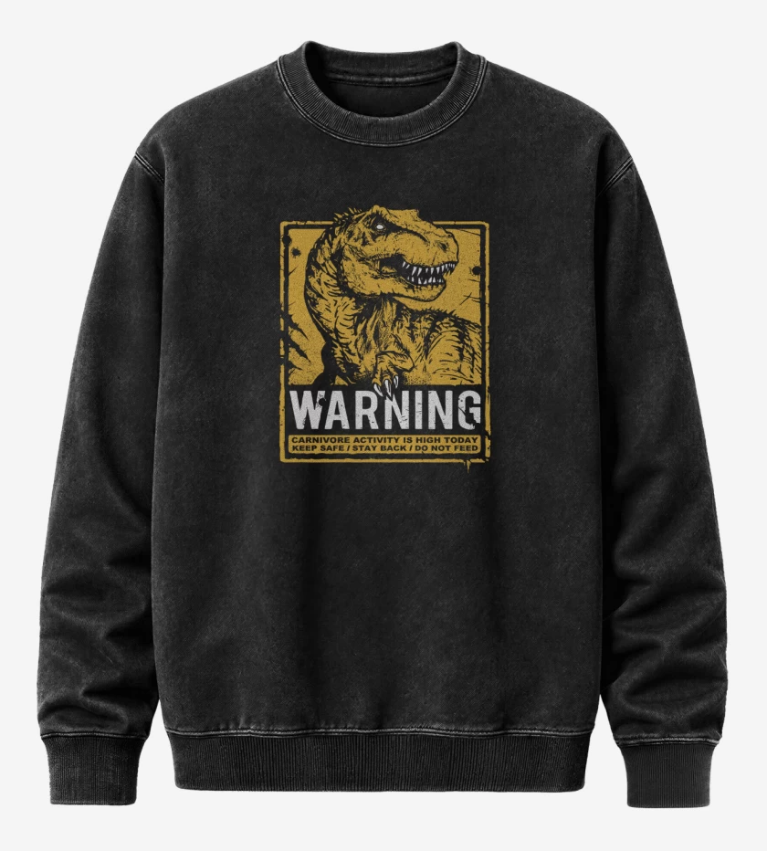 Poleron Polo Acid Wash Negro de Cuidado con el dinosaurio