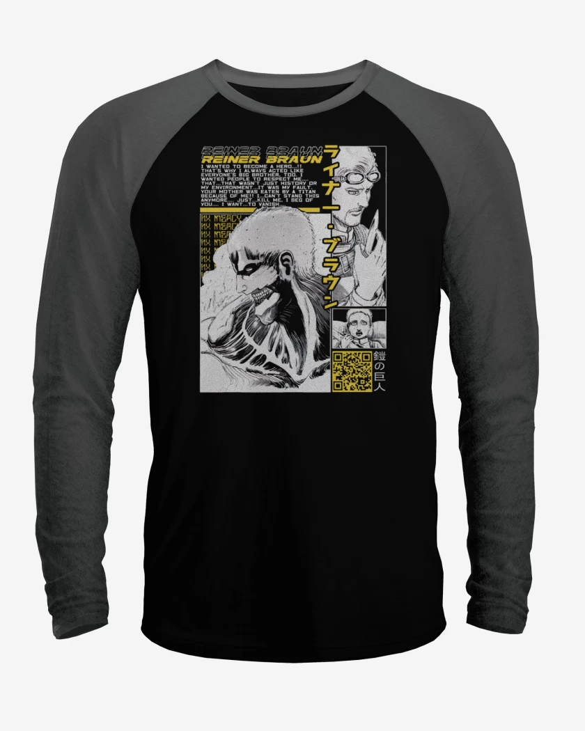 Polera Raglan Negro / Negro Heather de Reiner