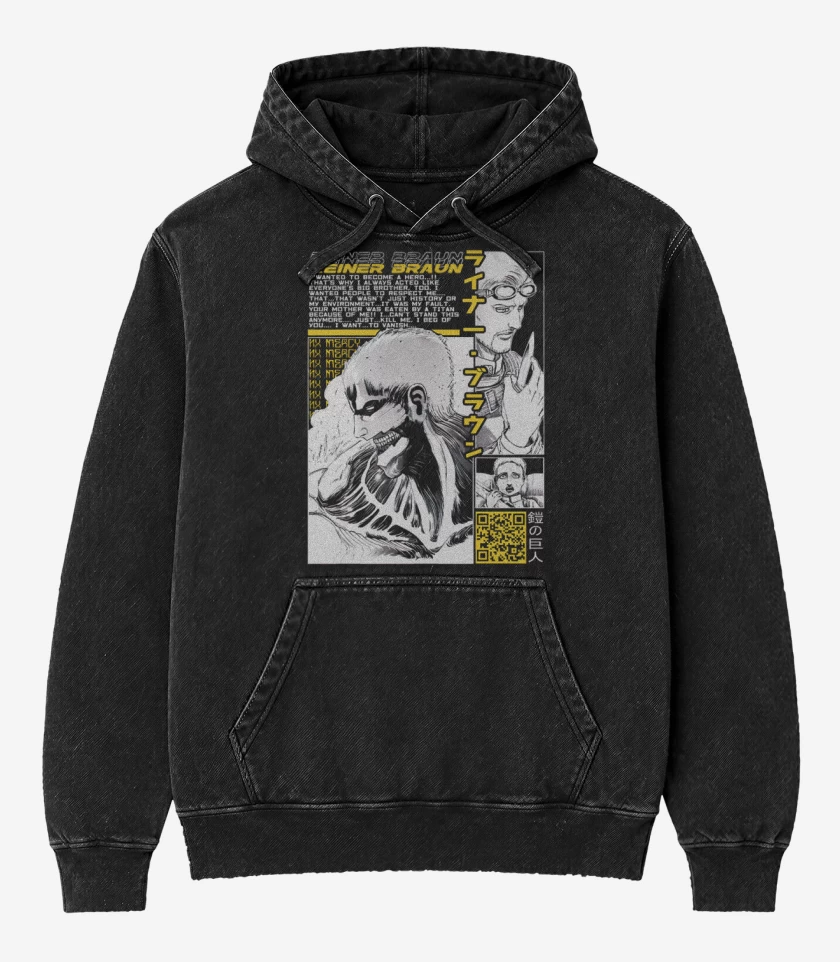 Poleron Canguro Acid Wash Negro de Reiner