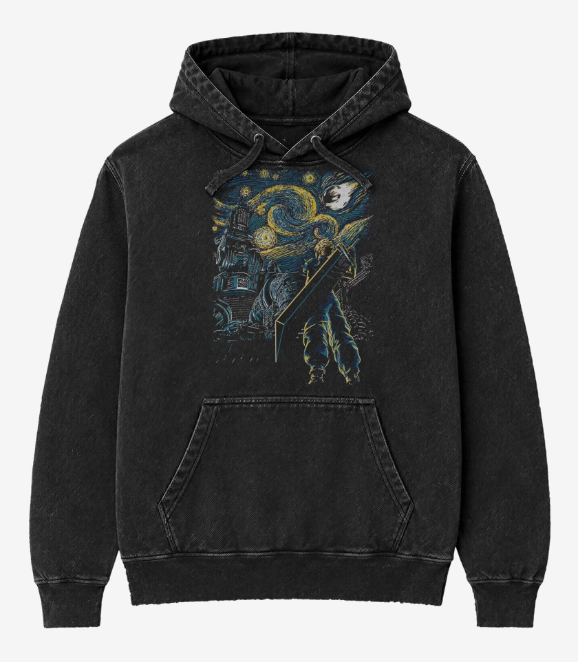 Poleron Canguro Acid Wash Negro de Fantasy Star