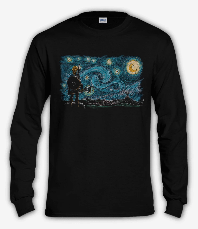 Polera manga larga Negro de Link estrellado