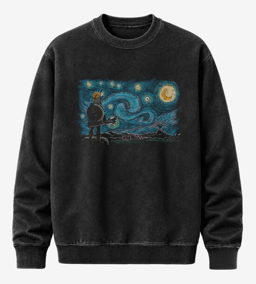 Poleron Polo Acid Wash Negro de Link estrellado