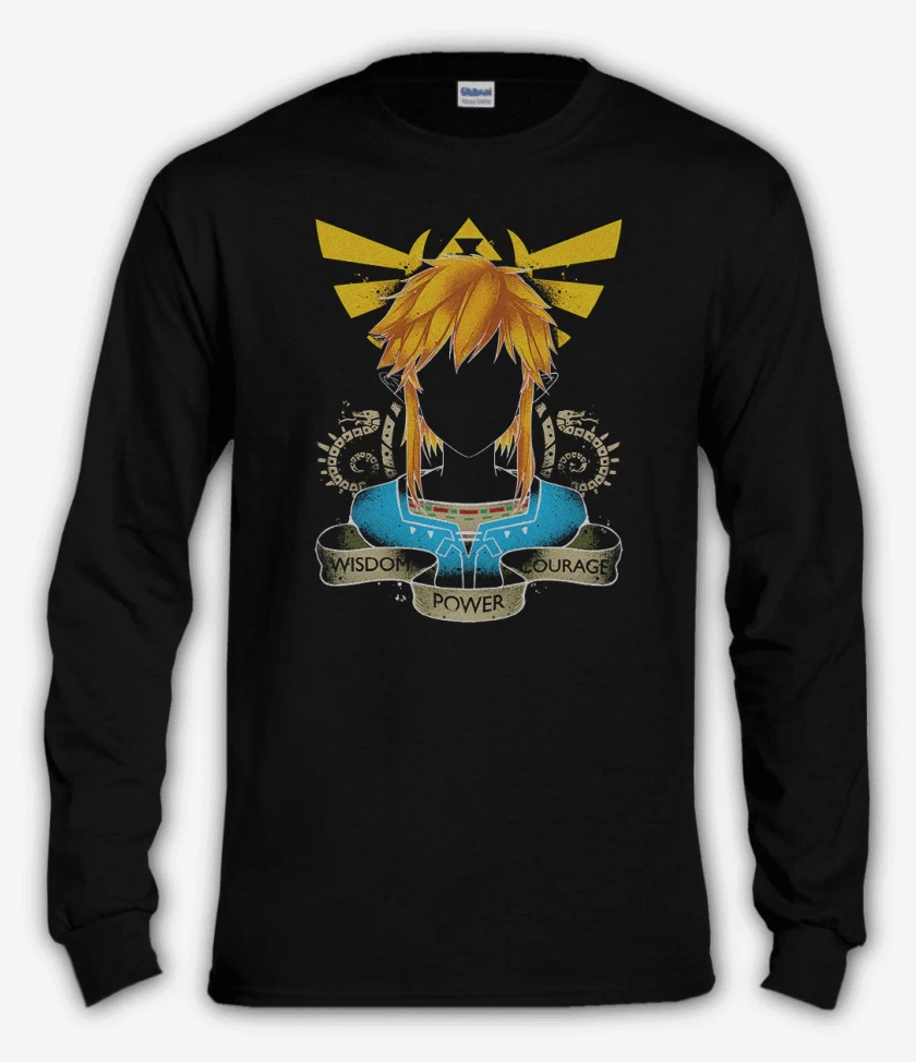 Polera manga larga Negro de Link Frente