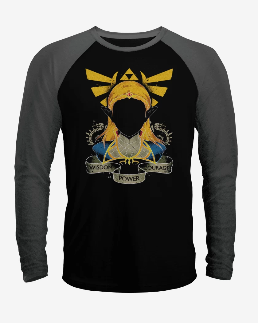 Polera Raglan Negro / Negro Heather de Zelda Frente