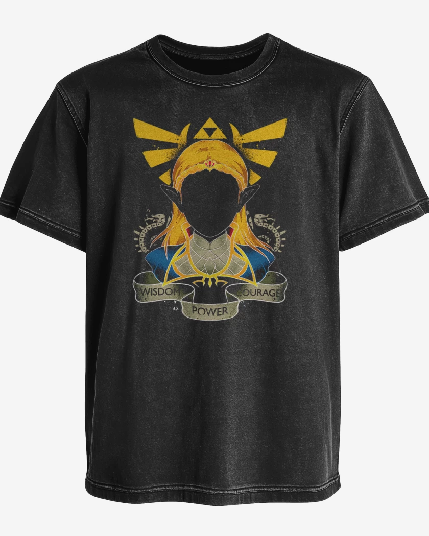 Polera desgastada Negro de Zelda Frente