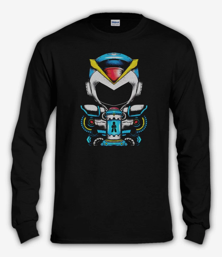 Polera manga larga Negro de Megaman Frente