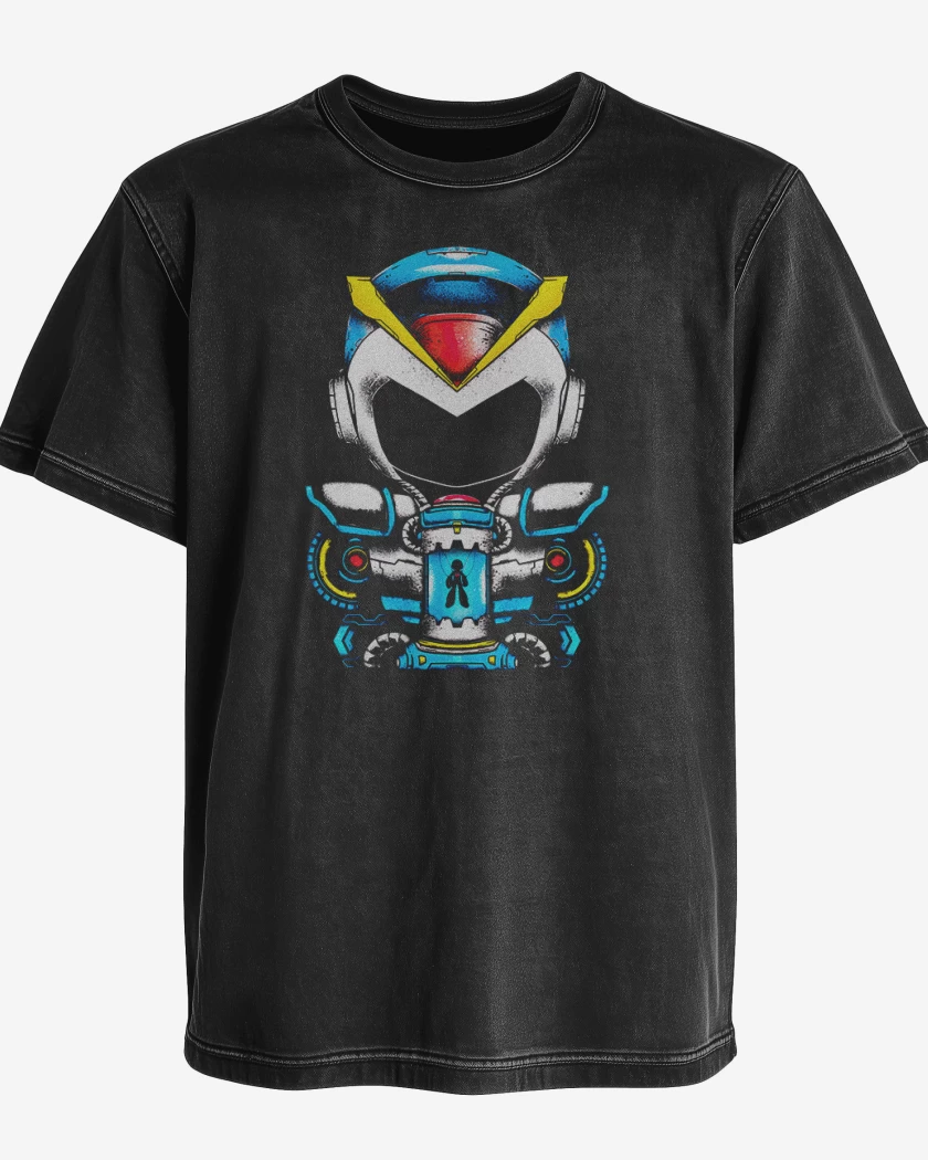 Polera desgastada Negro de Megaman Frente