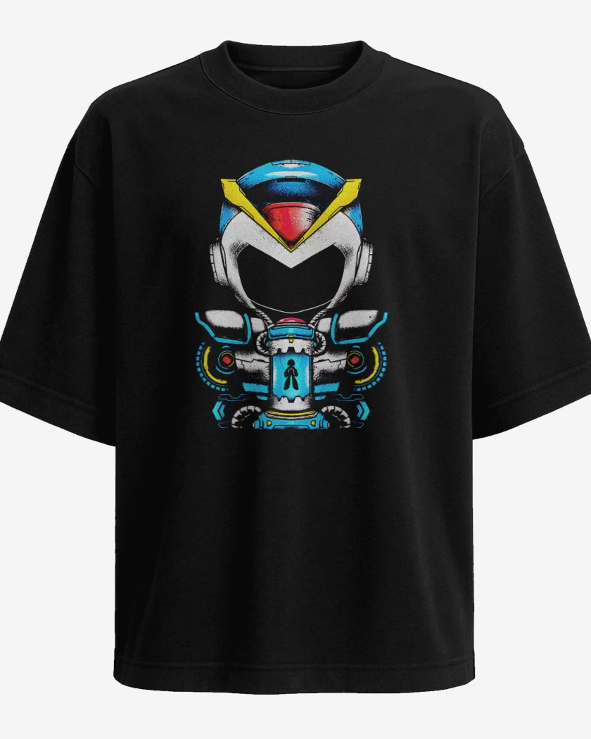 Polera Oversize Negro de Megaman Frente