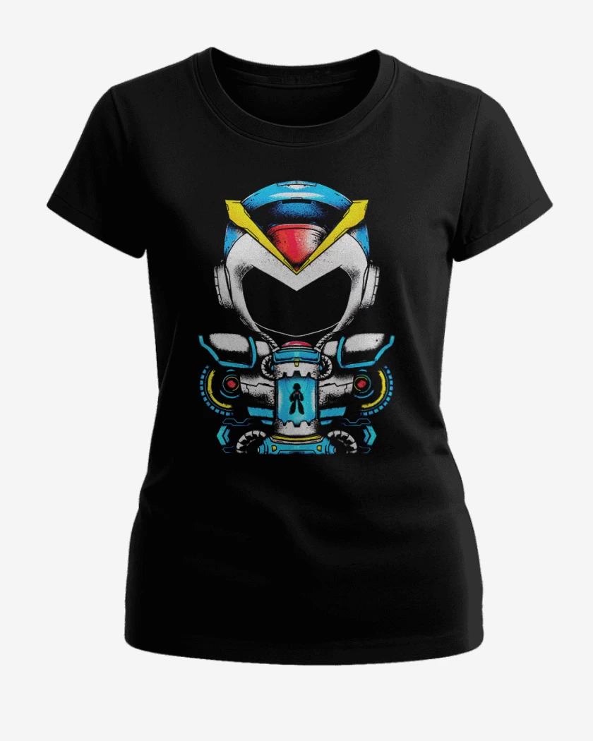 Polera de Mujer Negro de Megaman Frente