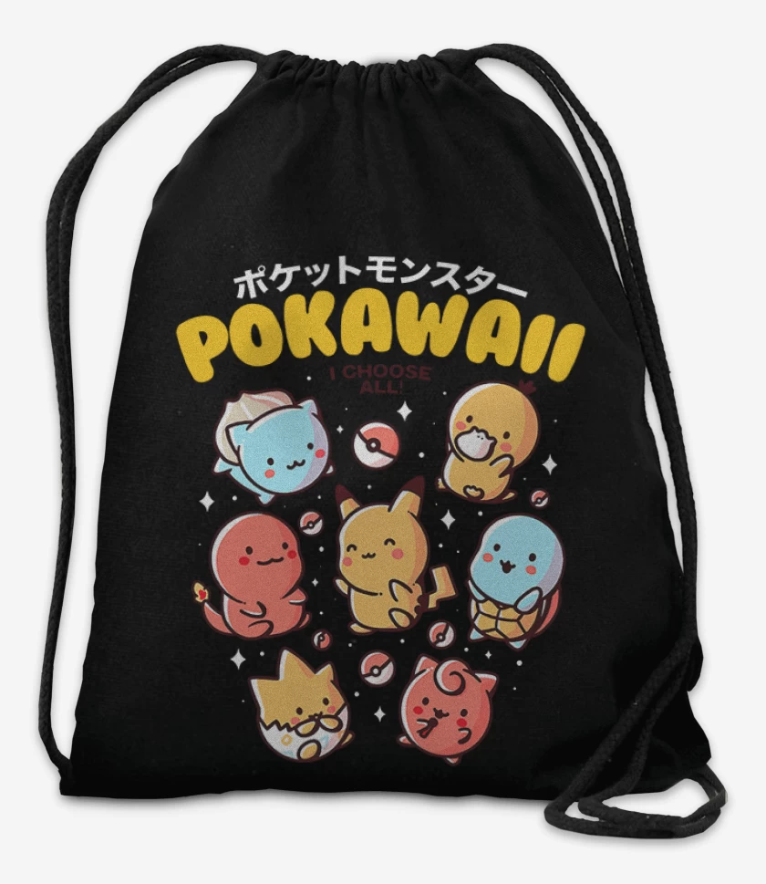Mochila Negro de Pokawaii