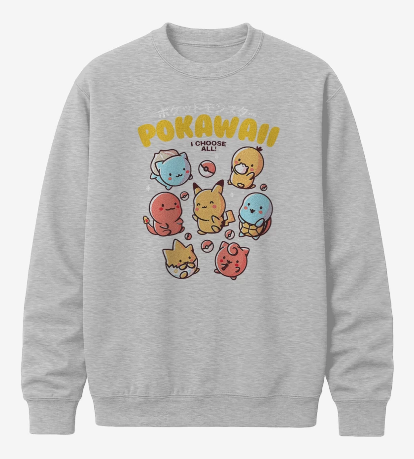 Poleron polo Gris Melange de Pokawaii