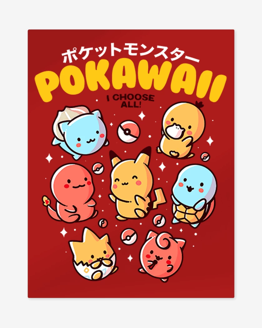 Print metalico Rojo de Pokawaii