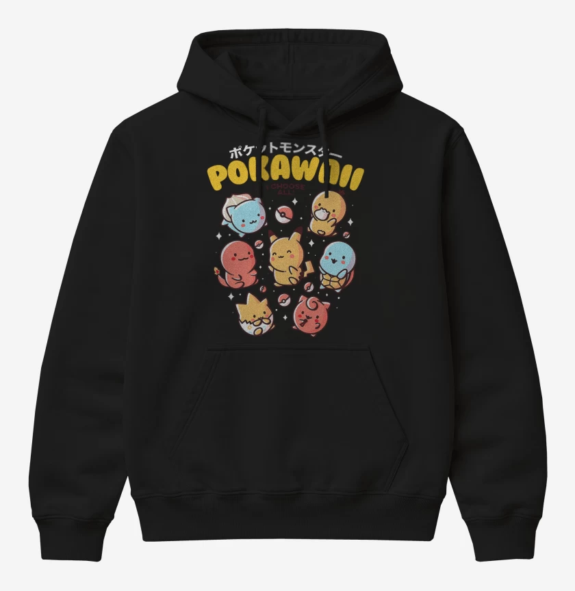 Poleron Canguro básico Negro de Pokawaii