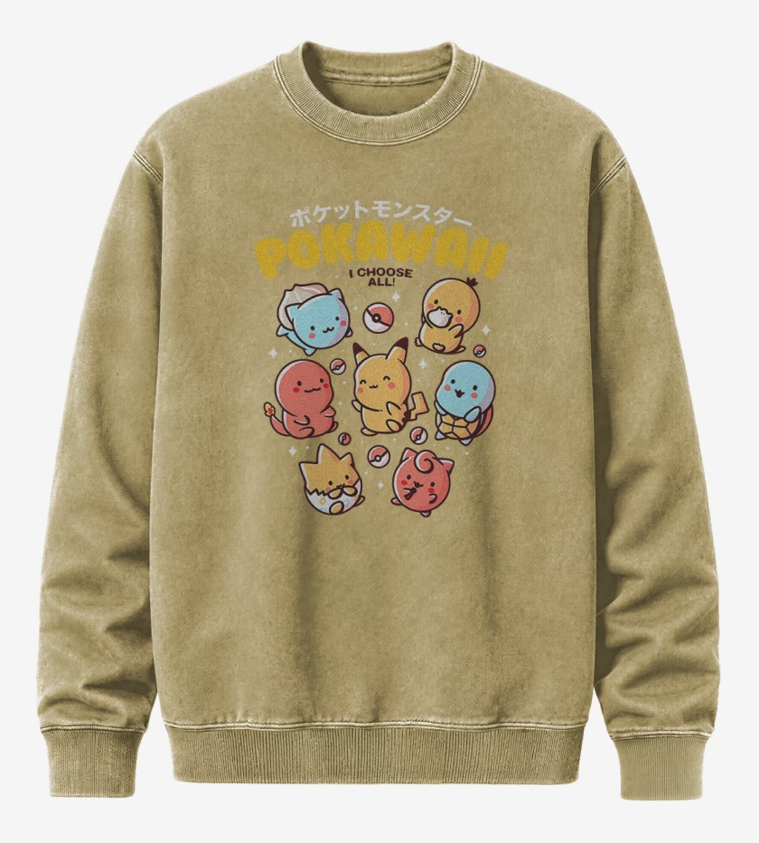 Poleron Polo Acid Wash Beige de Pokawaii