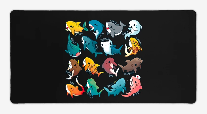 Mouse pad Gamer Negro de Tiburoncitos