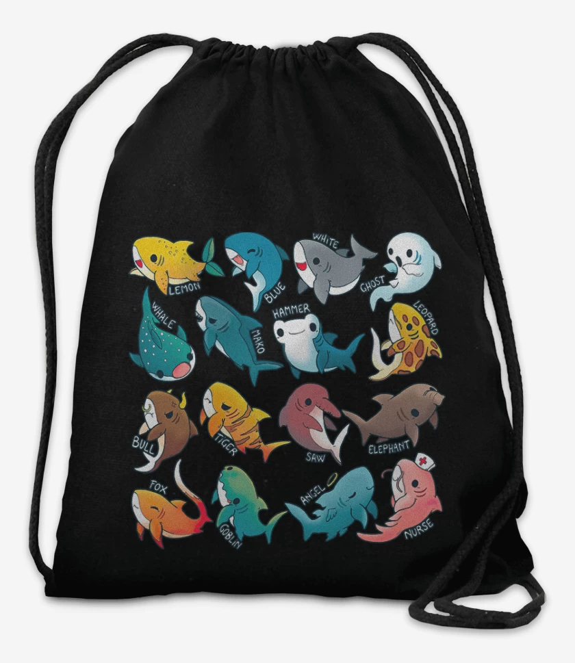 Mochila Negro de Tiburoncitos