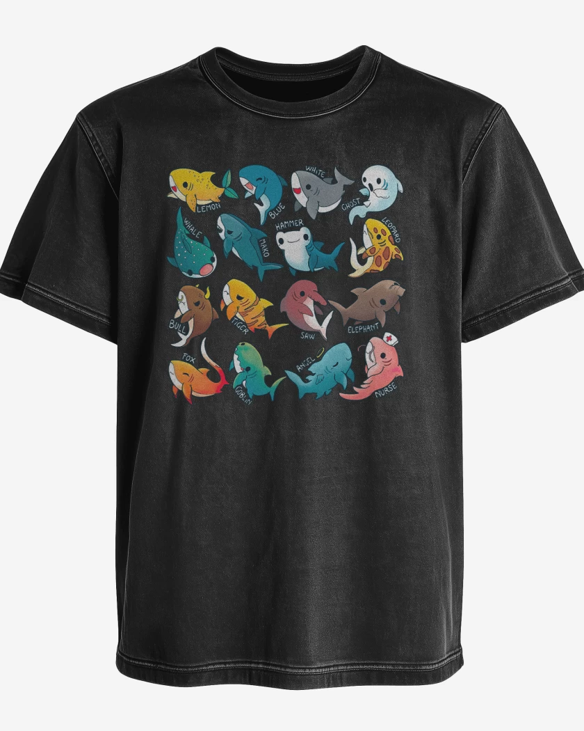 Polera desgastada Negro de Tiburoncitos