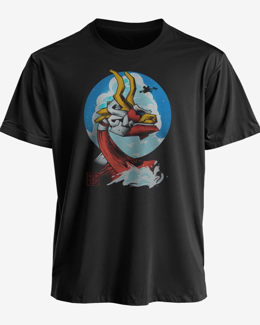 Polera Negro de Mascaron Rojo
