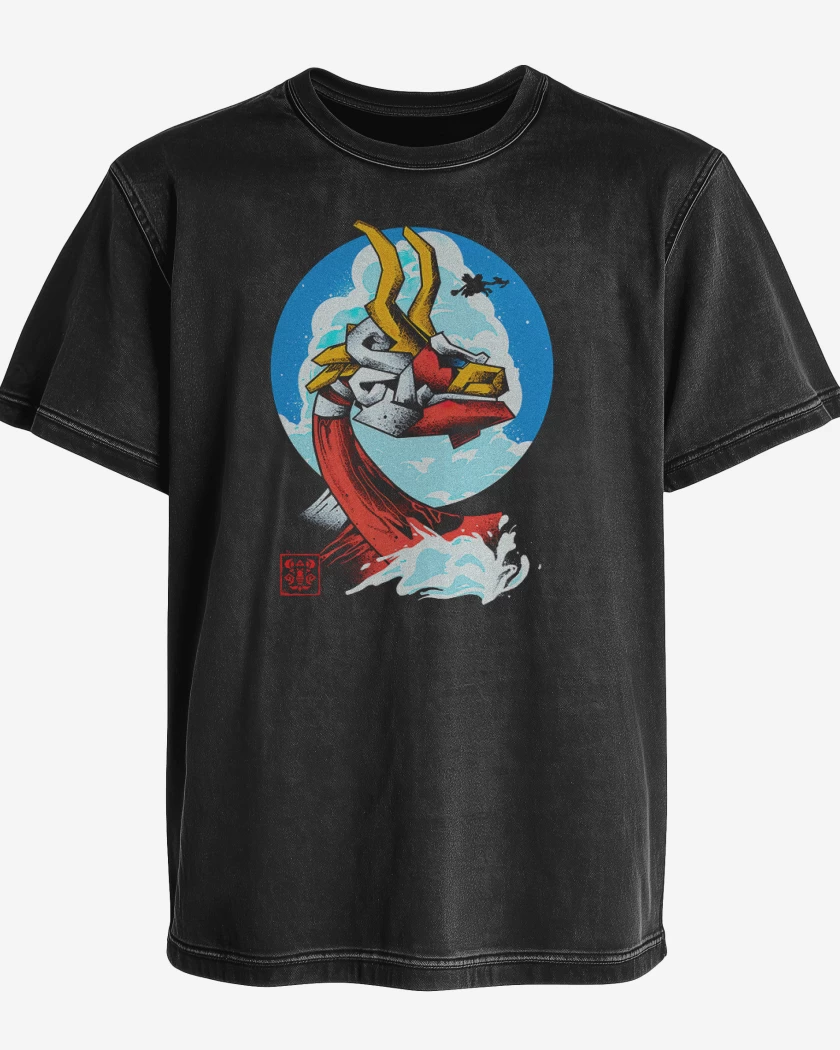 Polera desgastada Mascaron Rojo