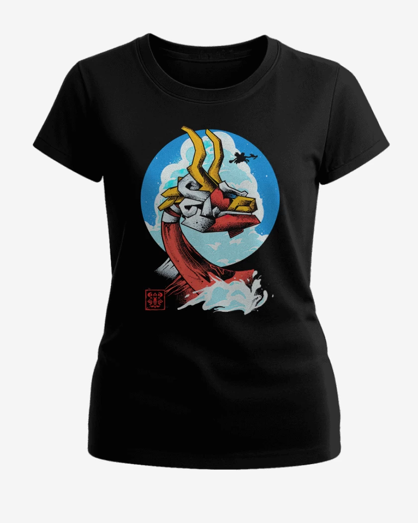 Polera de Mujer Negro de Mascaron Rojo