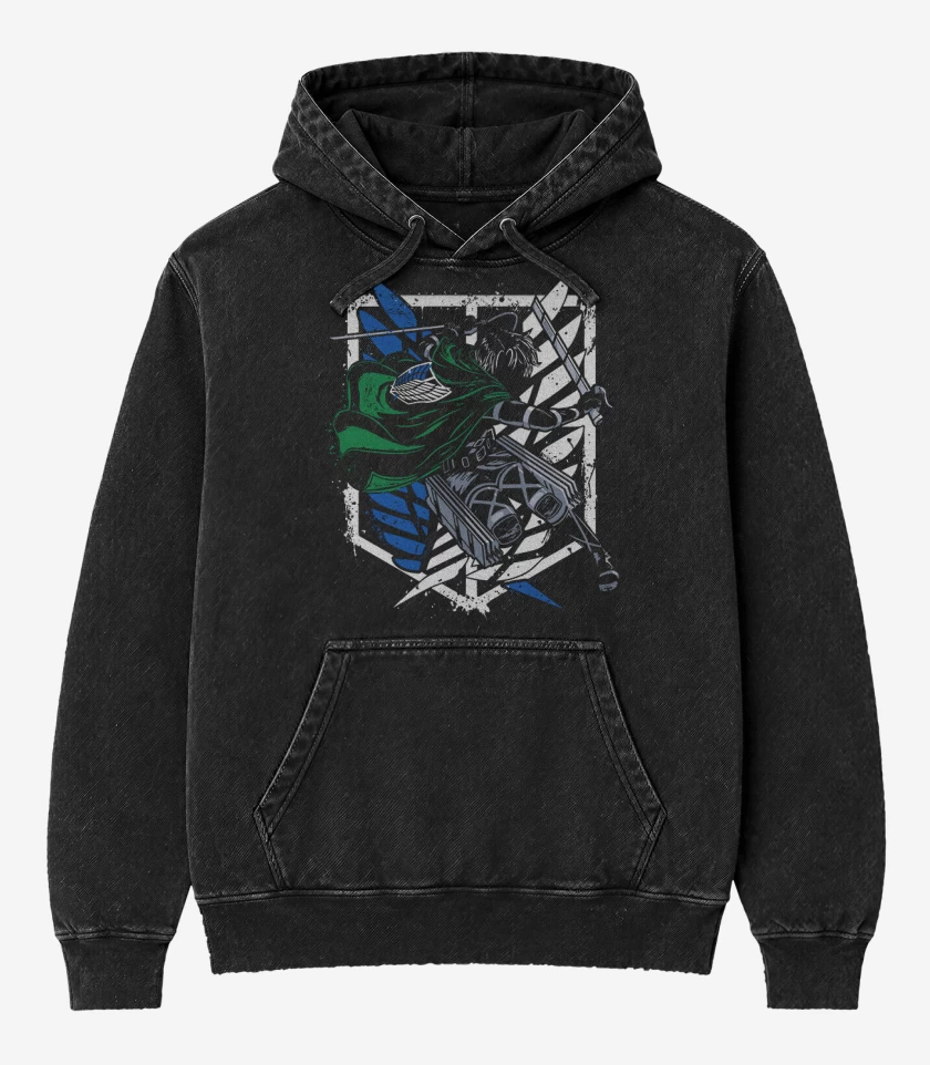 Poleron Canguro Acid Wash Negro de Levi