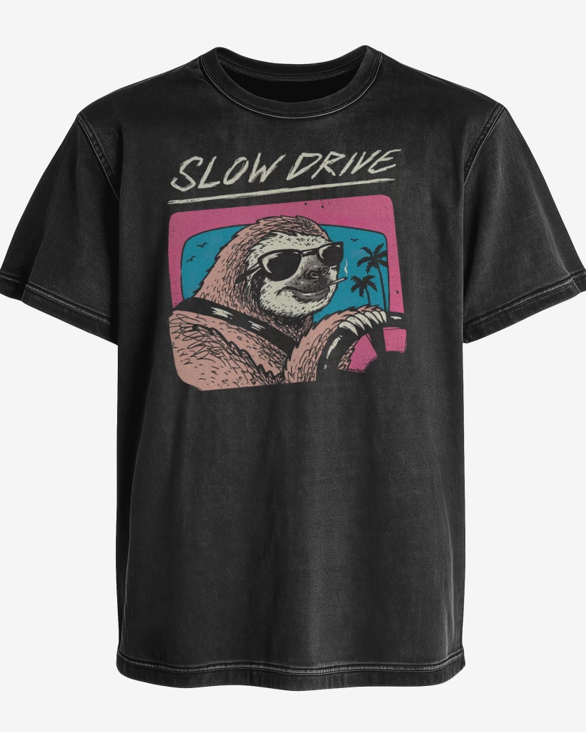 Polera desgastada Negro de Slow Drive