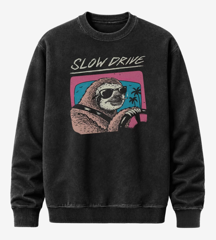 Poleron Polo Acid Wash Negro de Slow Drive