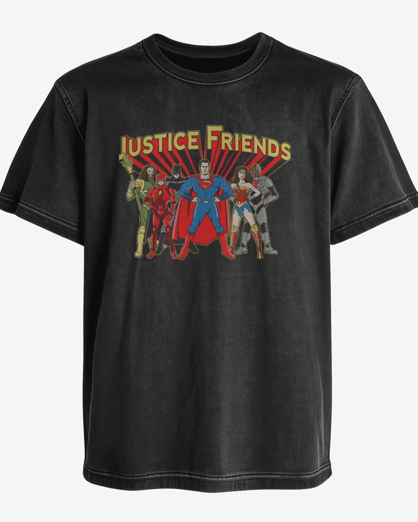 Polera desgastada Negro de Justice Friends