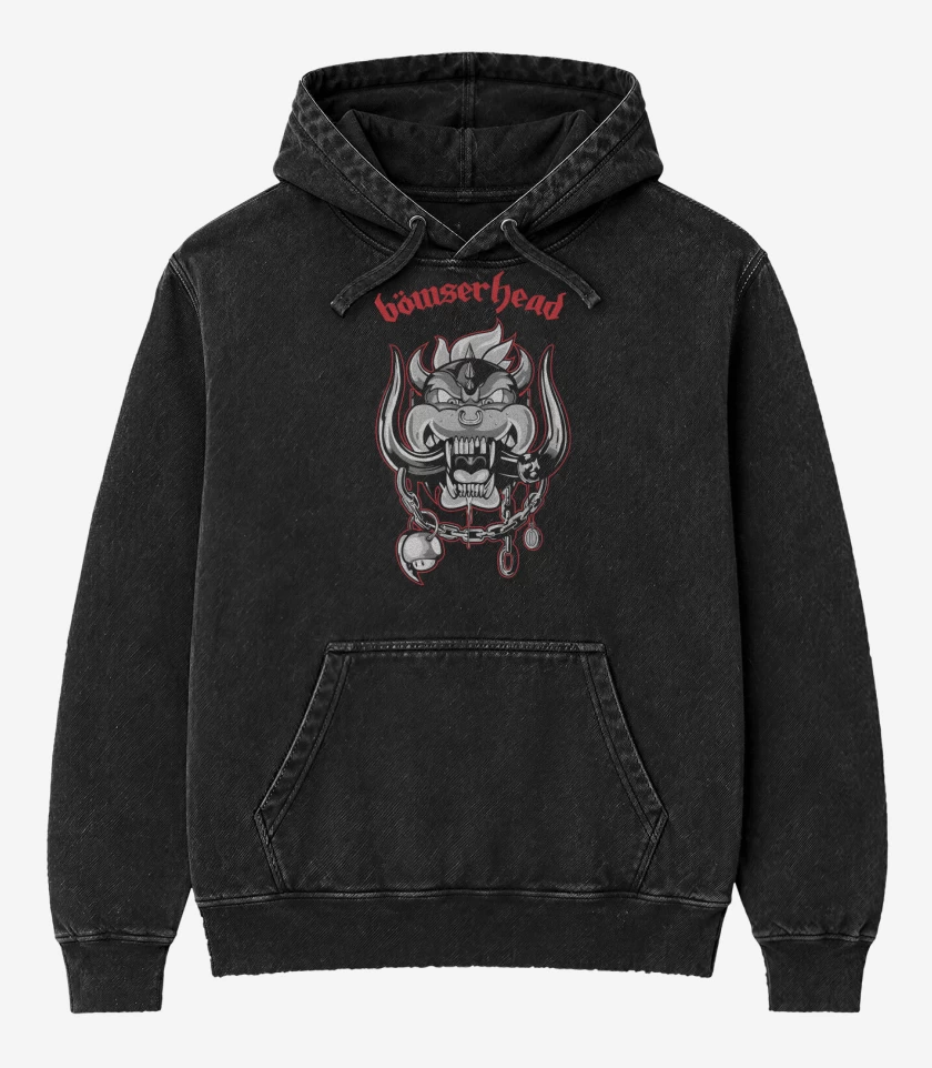 Poleron Canguro Acid Wash Negro de Bowserhead