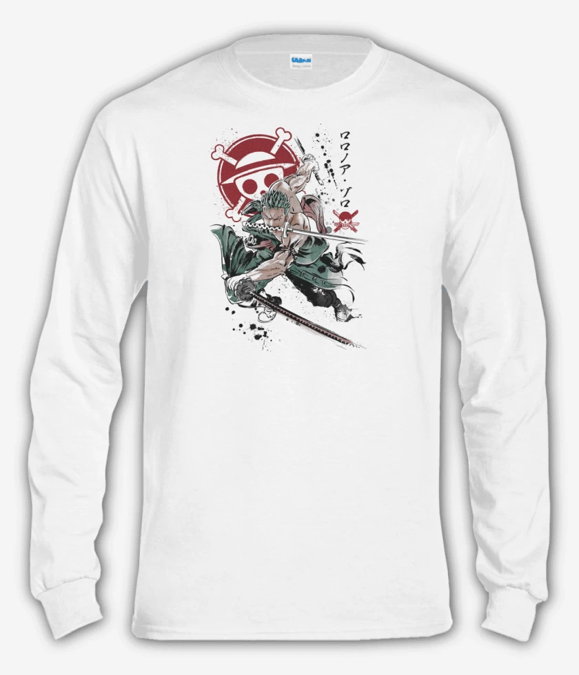 Polera manga larga Blanco de Roronoa Zoro