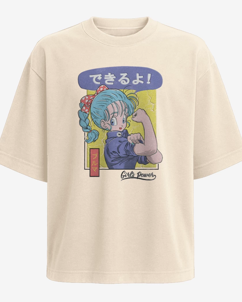 Polera Oversize Beige de Bulma Girl Power