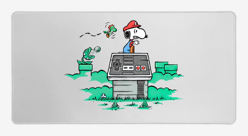 Mouse pad Gamer Blanco de Snoopy bigote
