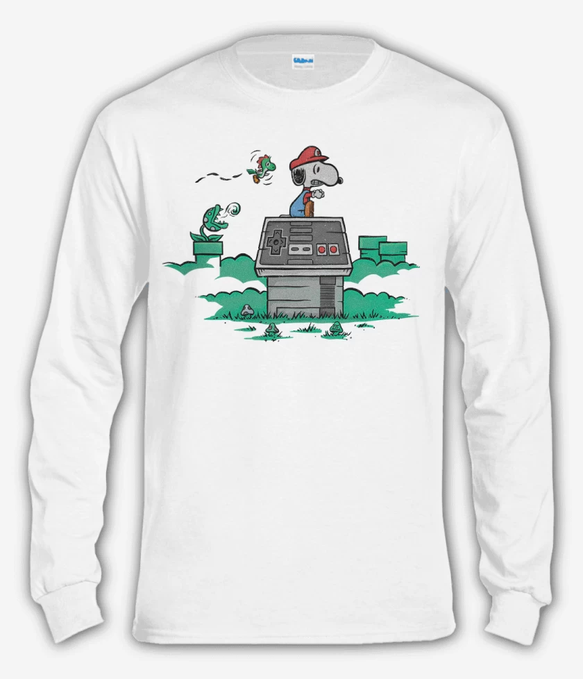 Polera manga larga Blanco de Snoopy bigote