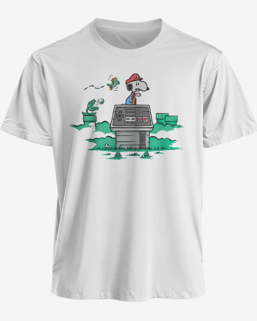 Polera premium Blanco de Snoopy bigote