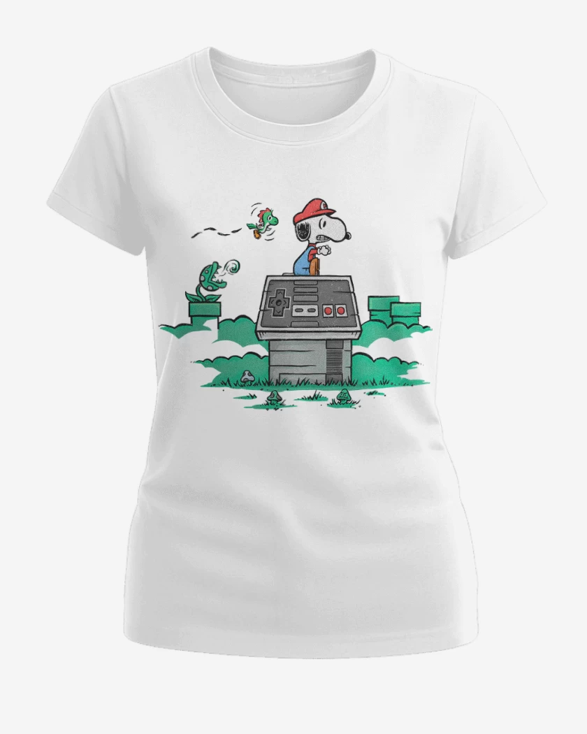 Polera de Mujer Blanco de Snoopy bigote