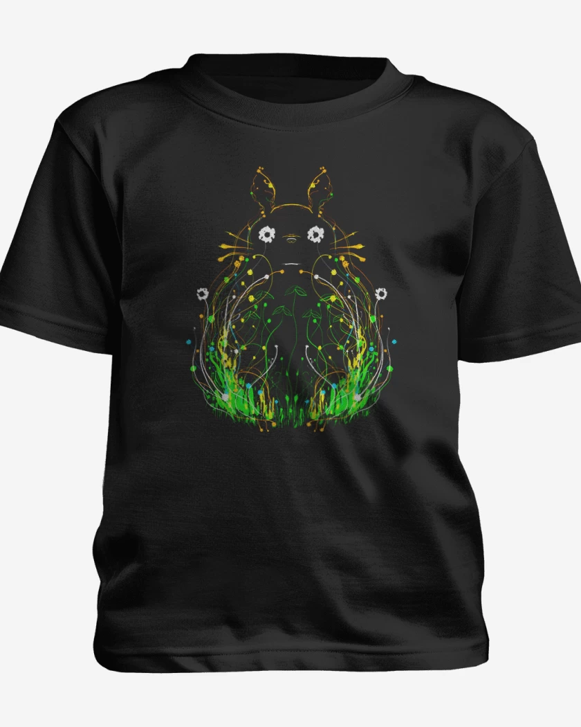 Polera de niño Negro de Totoro lineas brillantes