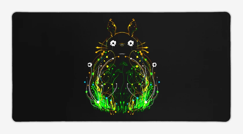 Mouse pad Gamer Negro de Totoro lineas brillantes