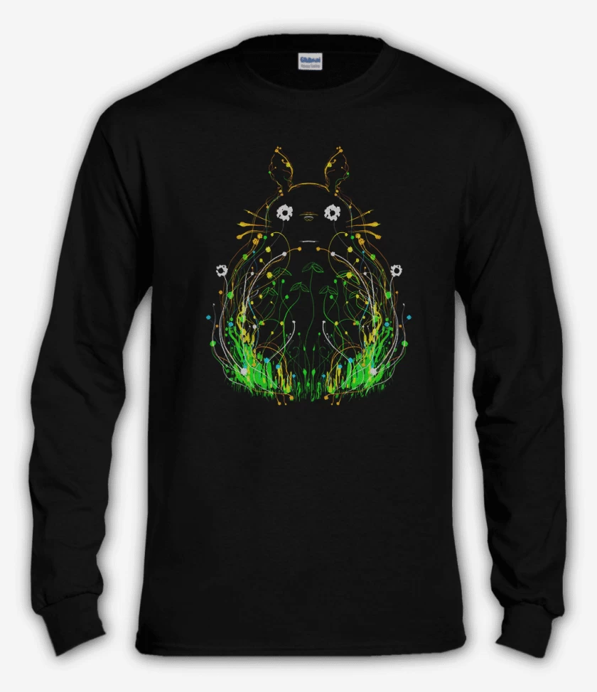Polera manga larga Negro de Totoro lineas brillantes