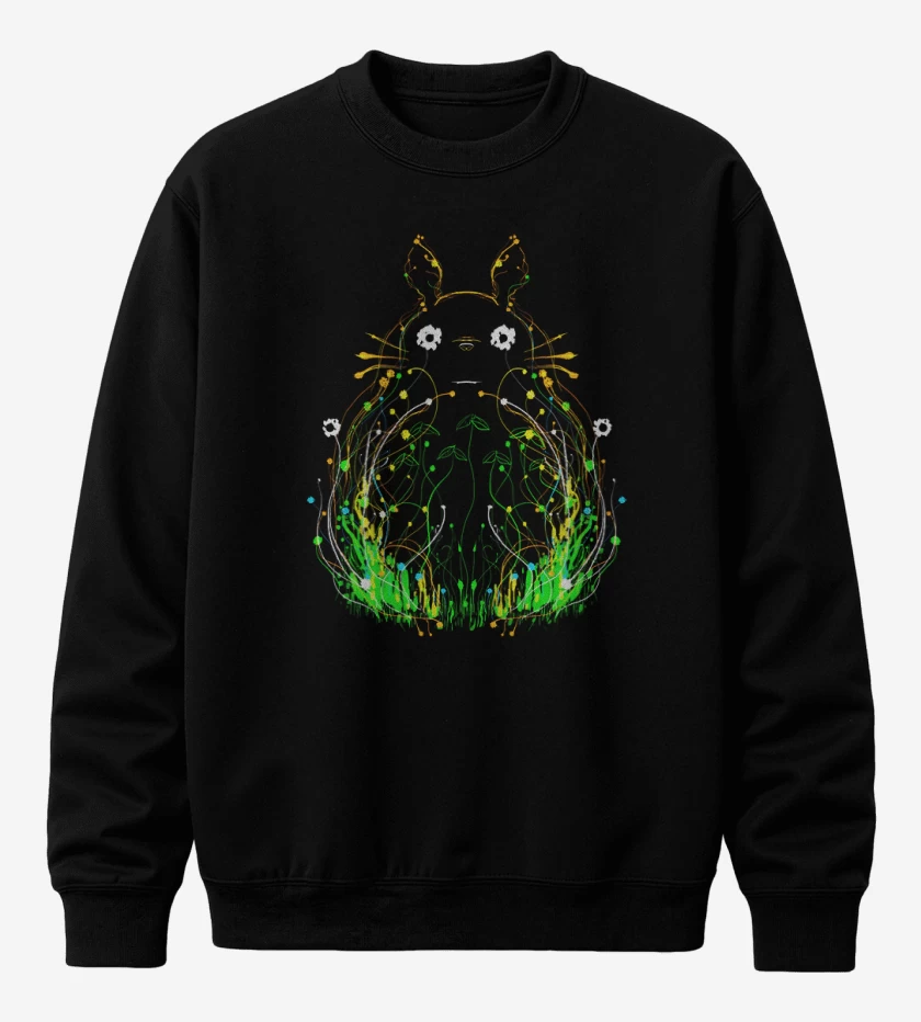 Poleron polo Negro de Totoro lineas brillantes