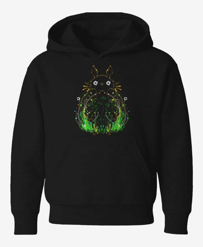 Poleron de niño Negro de Totoro lineas brillantes