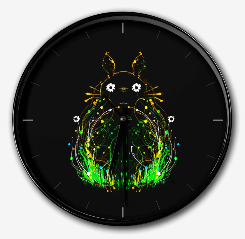 Reloj Negro de Totoro lineas brillantes